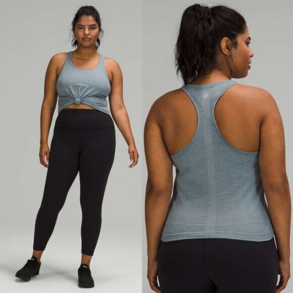 Lululemon Swiftly Tech Racerback 2.0 Race Length In Tetra Stripe Rhino Grey 8 - Picture 1 of 8